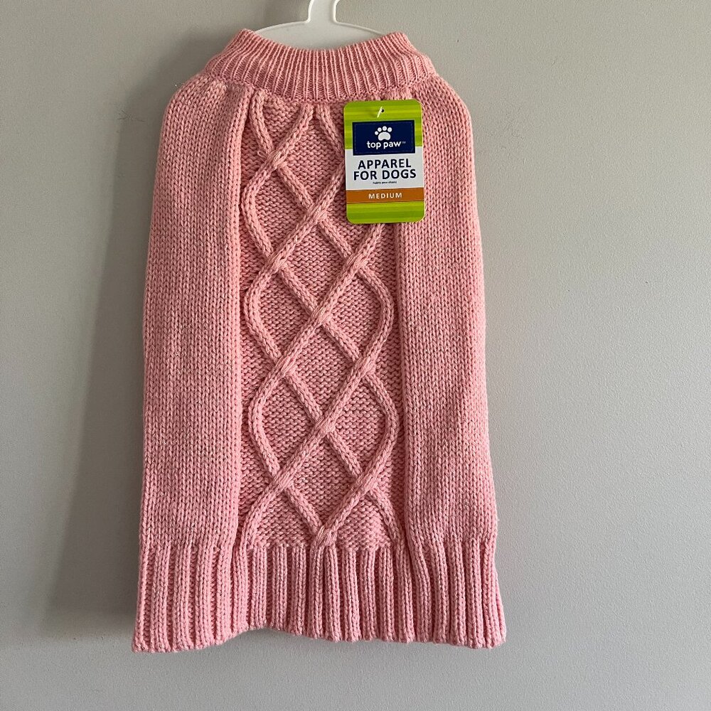NWT | Top Paw Pink & Gold Dog Sweater | Size Medium